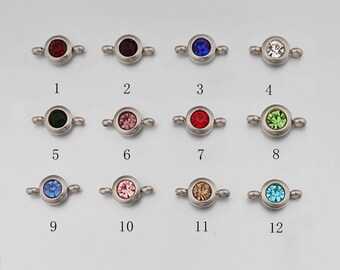 Birthday Dangle charms for bracelets earrings Glass in beautiful silver pendant setting 18mm designer birthstone rivoli crystal charms