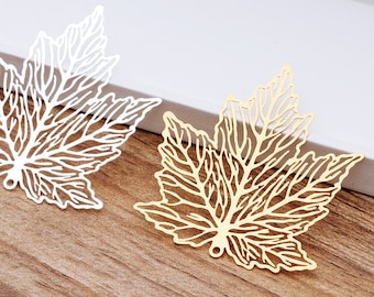 Raw Brass Maple Leaf Charms 28x26mm G7335