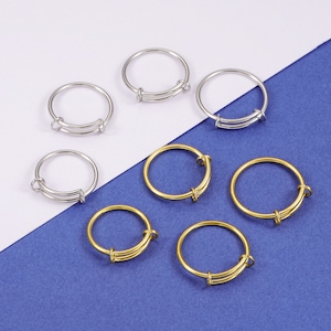 10 st. 1,6 mm rostfria stålringar, A lex rostfri stålspiralring, justerbar rostfri stålring, hypoallergen W-formad ring, T71