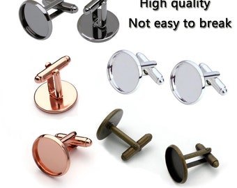 10pcs Cufflinks, Blank Cufflink tray, French Style Cufflinks,Metal Plated Cufflink, High quality Not easy to break Round Pad Base Settings