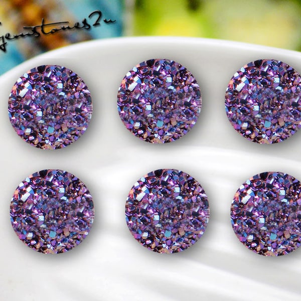 20pcs 8mm / 10mm Druzy Cabochons Faux Druzies Cabochon Resin Kawaii Glitter Cabs Jewelry Findings Embellishments Craft Supplies ZY8