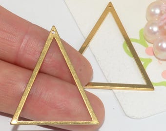 50pcs 26x30mm/31x37mm Raw Brass Hollow Triangle Pendant Charms,Brass Base/Pendant/Charm/Earring Link,Geometric Stamping,Jewelry Supplies,155