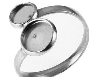 Anillo de acero inoxidable 20pcs, espacios en blanco de anillo ajustables, base de anillo de acero inoxidable, bandeja de base de anillo material de bricolaje Accesorios de fabricación de joyas, BU791
