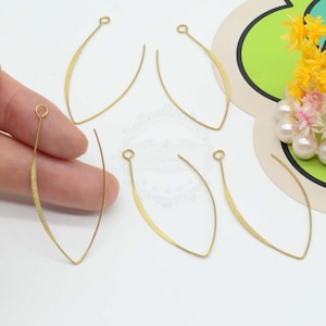 50pcs Brass Earring Wire -Raw Brass 50mm French Hook Component - Geometric Wire Frame Link Connector- Earring Findings -Jewelry Supplies,117