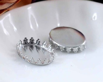 50 szt. 13 x 18 mm/ 18 x 25 mm owalna rama ze stali nierdzewnej, oprawa miseczki, owalne oprawy tacek na wisiorki, hurtowe oprawy kaboszonowe, B339