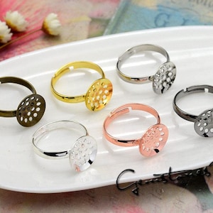 20 ronde Base - Brass Ring brons / zilver / goud / Rose goud / wit goud / Gun-metaal verguld verstelbare naai lijm op basis van de Ring groothandel