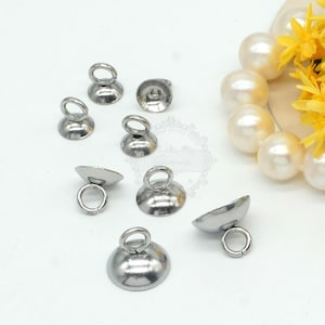 50pcs Stainless steel  Bead caps with eyelet, Hypoallergenic bead caps, jewelry bead 6mm/ 8mm/ 10mm, Stainless Steel DIY Supplies, BU542-544