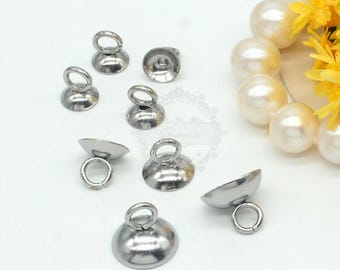 50pcs Stainless steel  Bead caps with eyelet, Hypoallergenic bead caps, jewelry bead 6mm/ 8mm/ 10mm, Stainless Steel DIY Supplies, BU542-544