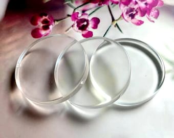 Flat Clear Glass Tile, Round Transparent Glass Cabochons, Clear Glass Covers for Blank Pendant Trays, Bezels & Findings, 12 Size available