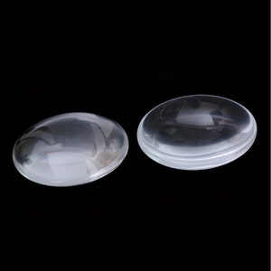 Round Clear Glass Cabochons Wholesale, Hand-Cut and Fired, Crystal Clear Colorless Glass, transparent glass covers15 Size available image 2