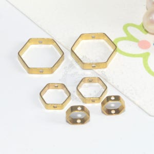 100pcs 6mm/8mm/12mm Raw Brass Hexagon Frame - Brass Hexagon Link Spacer -Brass Hexagon Bead Frames -Geometric Findings -Jewelry Supplies,113
