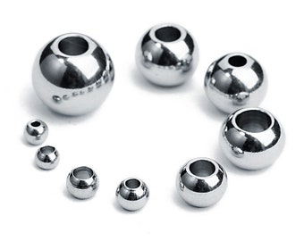 50pcs Stainless Steel Round Smooth Seamed Spacers, Platinum color, Spacer Beads,  Hole Metal Beads Jewelry Findings