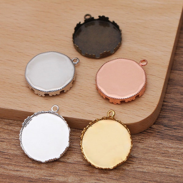 20pcs Brass Round Bezel 15mm/20mm/25mm Crown Edged Plated Pendant Trays, Crown Round Bezel cups, Bezel Settings, Jewelry Suppliers, 05774