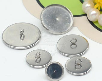 50 piezas de biseles de acero inoxidable en blanco, engaste de bandeja de bisel, engaste de cabina redonda, copas de bisel, biseles en blanco, engaste de cabujón al por mayor