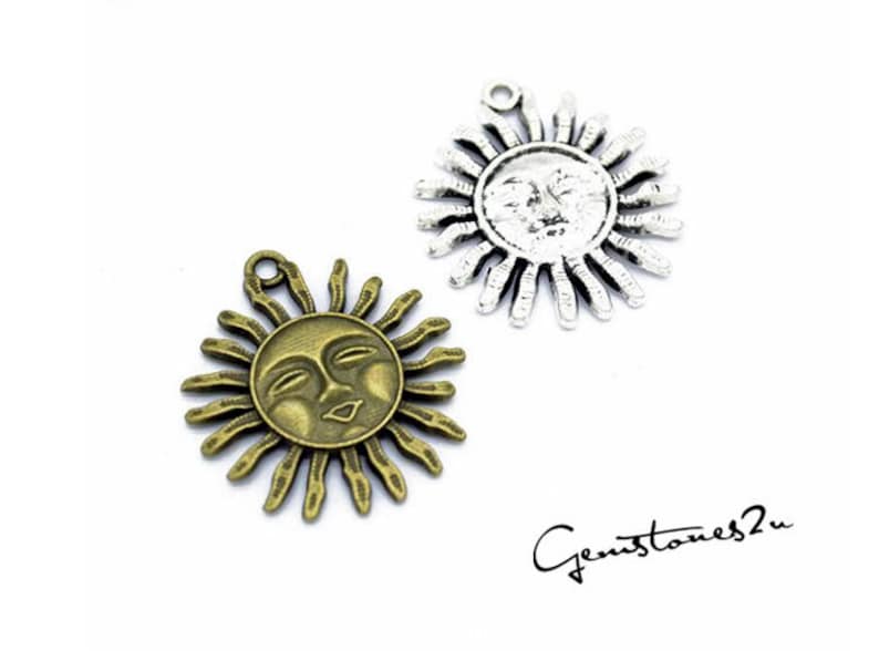 2 Colors available L204 Jewelry Making Findings Vintage Style Sun Pendant Charms 20pcs 33x29mm Sun Pendant Charm DIY Supplies