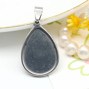10pcs 18x25mm Stainless Steel Tear Drop Cabochon Settings, Bezel Tray Setting, Water drop Cab Setting, Bezel Cups, Blank Bezels, BU747