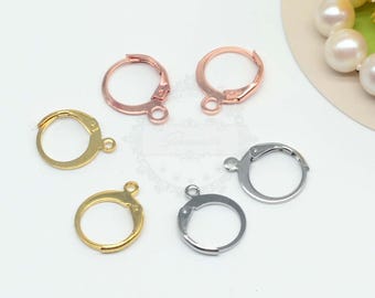 50pcs Stainless Steel Earring Wires,Ear Wire Earring Hooks,Hypoallergenic Spring Earring Finding,Surgical Stainless Steel Leverback Ear Wire