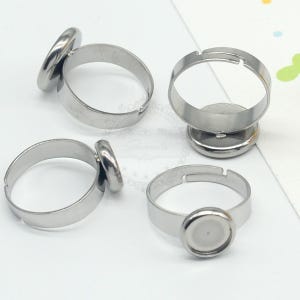 10pcs Stainless Steel Ring, Adjustable Ring Blanks, Stainless Steel Ring Base, Rings For Women, Hypoallergenic Cabochon Ring,BU578