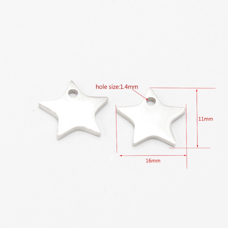 10pcs 11x16mm Highly Polished Stainless Steel Pentagram Pendant Charms,Lovely Star Necklaces,Stainless Steel DIY Supplies,Jewelry Findings