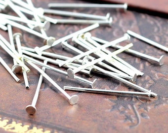 100pcs 16mm Bright Silver T Pin/ Headpins Findings