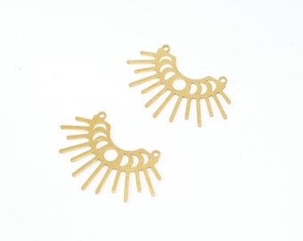 10pcs 38x24mmBrass earrings, Earring Findings, Earring connector, Earring pendant, Jewelry Supplies, Brass jewelry, Fan shape earrings, S292