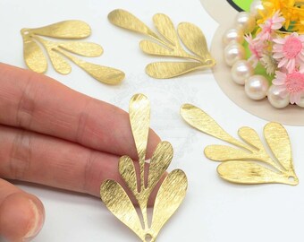 45.6x26.6mm Single Hole Raw Brass Brushed leaves Pendant Charms,Brass Branch Pendants, Brass Base/Brushed Leaf /Pendant ,Jewelry Supplies,18