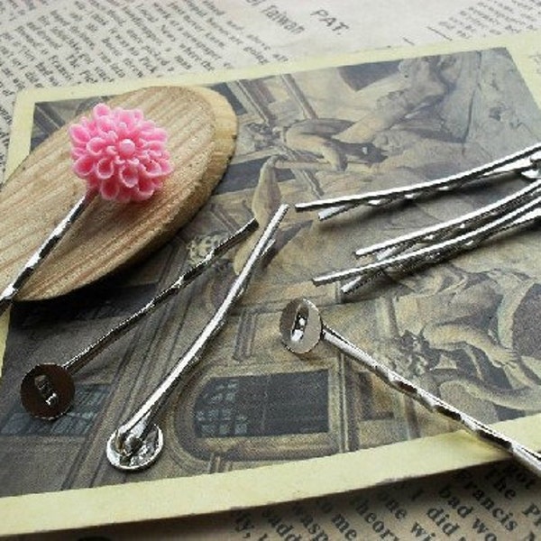 50pcs 50mm Silver plated hair pins hair clip