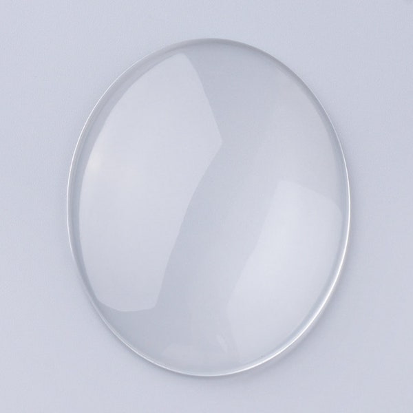 Oval Clear Glass Cabochons Wholesale, Hand-Cut and Fired, Crystal Clear Colorless Glass, transparent glass covers--5 Size available