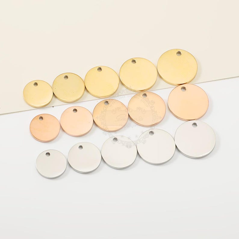 10st 6-30 mm dubbele spiegel gepolijst rond label, DIY roestvrijstalen accessoires, stalen blanco ronde schijf, DIY roestvrijstalen fittingen, T11 afbeelding 1