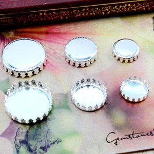 20pcs Bright Silver 12mm / 15mm  / 20mm / 25mm Brass Cameo Base Setting Pendant