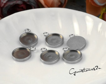 20 Stk. 6/8/10/12mm Rohlinge aus Edelstahl, Fassung für Fassungen, Runde Fassungen, Runder Becher, Rohlinge, Cabochon-Fassungen