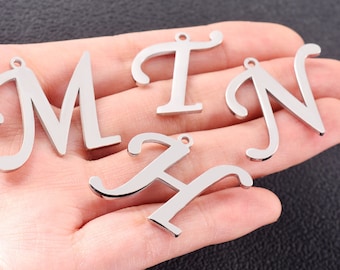 10 piezas de 1,5 x 30 mm, dijes del alfabeto A-Z, accesorios de acero inoxidable para colgantes de joyería DIY, 26 accesorios del alfabeto inglés A-Z, dijes del alfabeto, T145