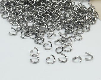 100 Stück 1 x 5 mm Edelstahl Biegeringe, offene Biegeringe, verstellbare Ringe, Spaltringe für die Schmuckherstellung