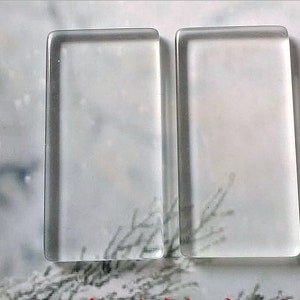 20pcs Flat Clear Glass Tile, Rectangle Transparent Glass Cabochons, Clear Glass Covers for Blank Pendant Trays, Bezels & Findings, 2 Size