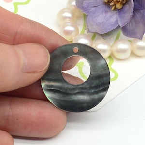 10pcs Single Hole Mother Of Pearl Circle Pendant,Natural Mother Of  Pearl Beads,Round Shell Pendant,Black Shell Beads DIY,Jewelry Making,242