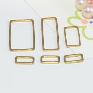 50pcs  Raw Brass Hollow Rectangle Pendants Charms,Raw Brass Rectangle  Findings, Brass Wire Frame, Geometric Findings, Jewelry Supplies, 138