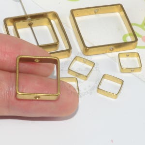Marco cuadrado de latón crudo de 8 mm/15 mm/22 mm - Espaciador de eslabones cuadrados de latón - Colgante - Marcos de cuentas cuadradas de latón - Hallazgos geométricos - Suministros de joyería, 109