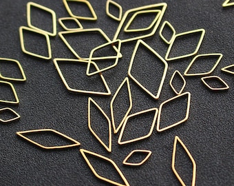 100pcs  Raw Brass Hollow Diamond Pendants Charms, Raw Brass Earring  Findings, Brass Wire Frame, Geometric Findings, Jewelry Supplies, 119