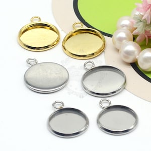 20 Stück Edelstahl-Rohlinge, runde Cabochon-Rohlinge, runde Cabochon-Rohlinge, Lünette Rohlinge - 8 Größen