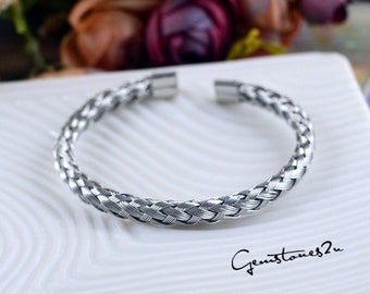 2pcs 316L Stainless Steel Adjustable Bangle 58mm Adjustable Wire Bangle, Stainless Steel Adjustable Bracelet Blanks, BU238