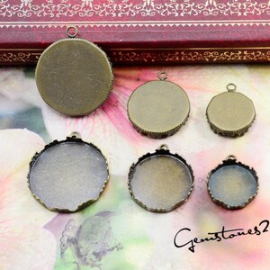 10pcs Antique Bronze 12mm/ 15mm / 20mm / 25mm Brass Cameo Base Setting Pendant