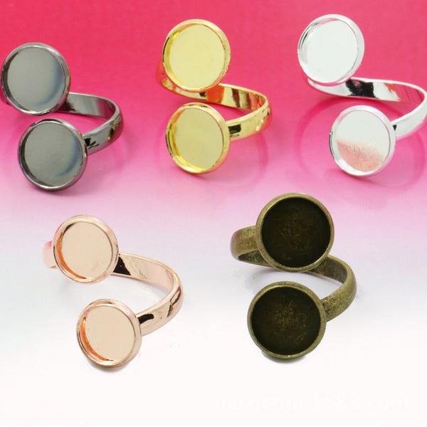 10 Anneaux Ajustables En Laiton Doré/argenté - Blanks Pour Création De Bijoux, Avec Boucle