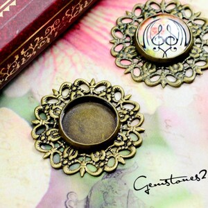 10pcs Antique Bronze 12mm Brass Cameo Base Setting Pendant