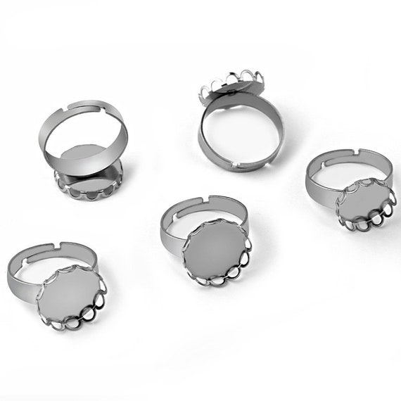 Adjustable Ring Base Ring Blanks For Jewelry Making 20pcs 12mm