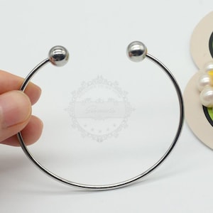 2pcs 316L Stainless Steel Adjustable Bangle,  Double Loop Adjustable Wire Bangle, Stainless Steel Adjustable Bracelet Blanks, BU461