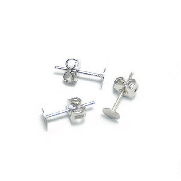 90pcs 4mm Silver Plated Earring Studs