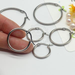 Fili per orecchini a cerchio in acciaio inossidabile, orecchini ipoallergenici, orecchini pendenti, cerchi in filo metallico, orecchini a cerchio aperti, BU613