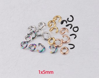 100pcs 1x5mm Stainless Steel Jump Rings, Open Jump Ring, Adjustable Rings, Split Ring for jewelry making, Beading Supplies