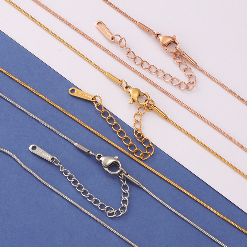 5pcs 45+5cm plated Gold Stainless Steel Link Chains Oval Bulk Necklaces  Jewelry Adjustable Chains