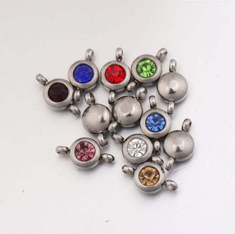 Stainless Steel Birthstone Charm Stainless Steel Charms Etsy